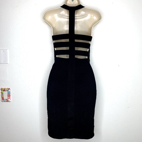 Forever 21 Black CAGE BANDAGE DRESS Strappy Racerback Bodycon S Alt Metal Whimsy - Picture 1 of 6